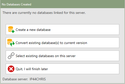 No Database Created