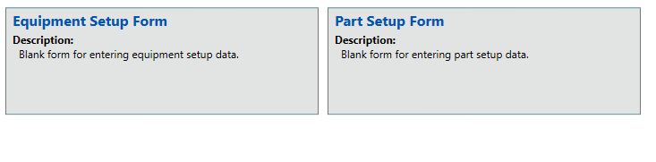 Report Center Setup Forms