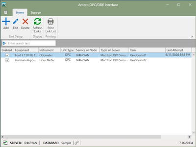 Antero OPC/DDE options