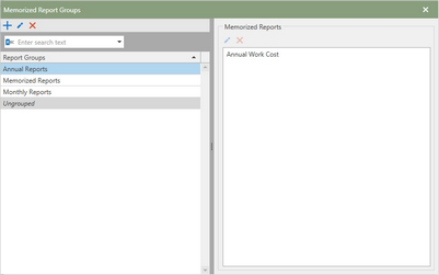 Memorized Report Groups