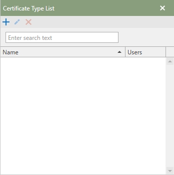 Certificate Type List window 2.0