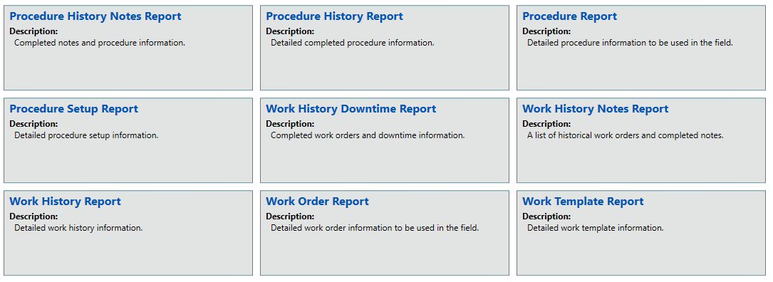 Report Center Work Orders and Procedures