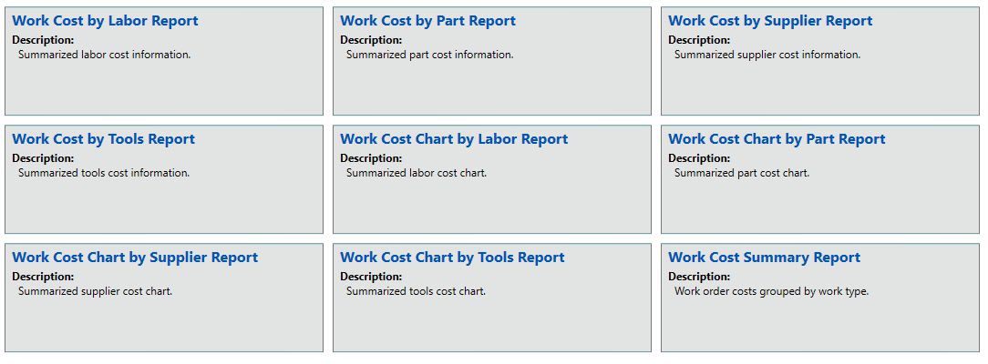 Report Center Work Cost