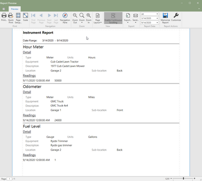 Instrument Report (Click to Enlarge)