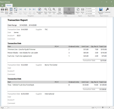 Transaction Report (Click to Enlarge)