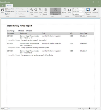 Work History Notes Report